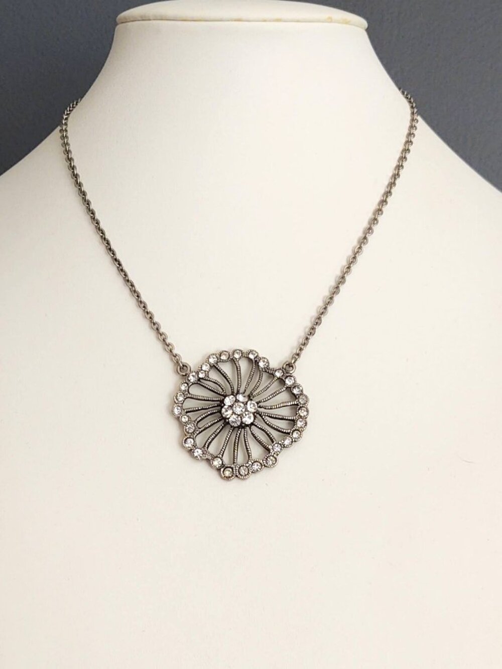 Cookie Lee crystal and metal flower necklace